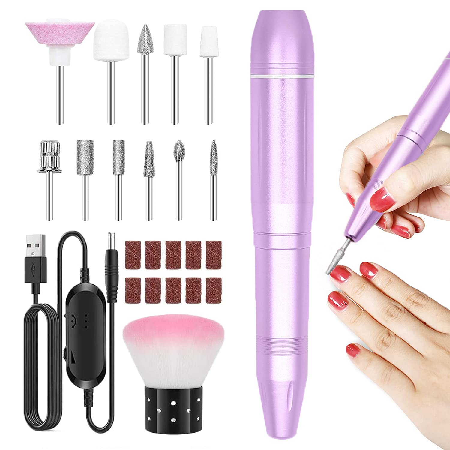 MAYCREATE Nail Drill Machine Professional, 20000rpm Adjustable Electric Nail Filer Machine with 22pcs Accessories, Portable Manicure Pedicure Kit for Women, Nail Salon, Acrylic Gels Callus Removal MAYCREATE Nail Drill Machine Professional, 20000rpm Adjustable Electric Nail Filer Machine with 22pcs Accessories, Portable Manicure Pedicure Kit for Women, Nail Salon, Acrylic Gels Callus Removal